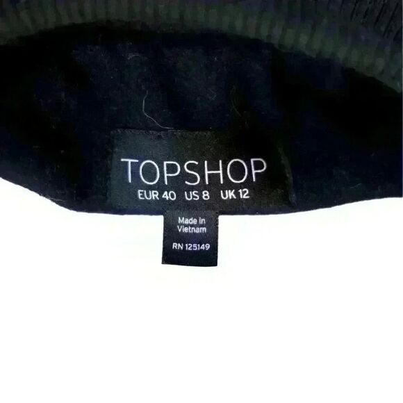 TOPSHOP Black Wool Bomber Style Long Stadium Coat Snap Front Size UK 12 US 8 - Picture 4 of 9